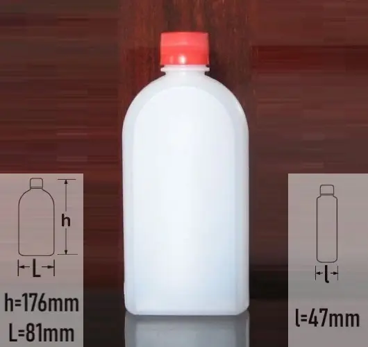 Sticla plastic 420ml culoare semitransparent cu capac cu autosigilare rosu